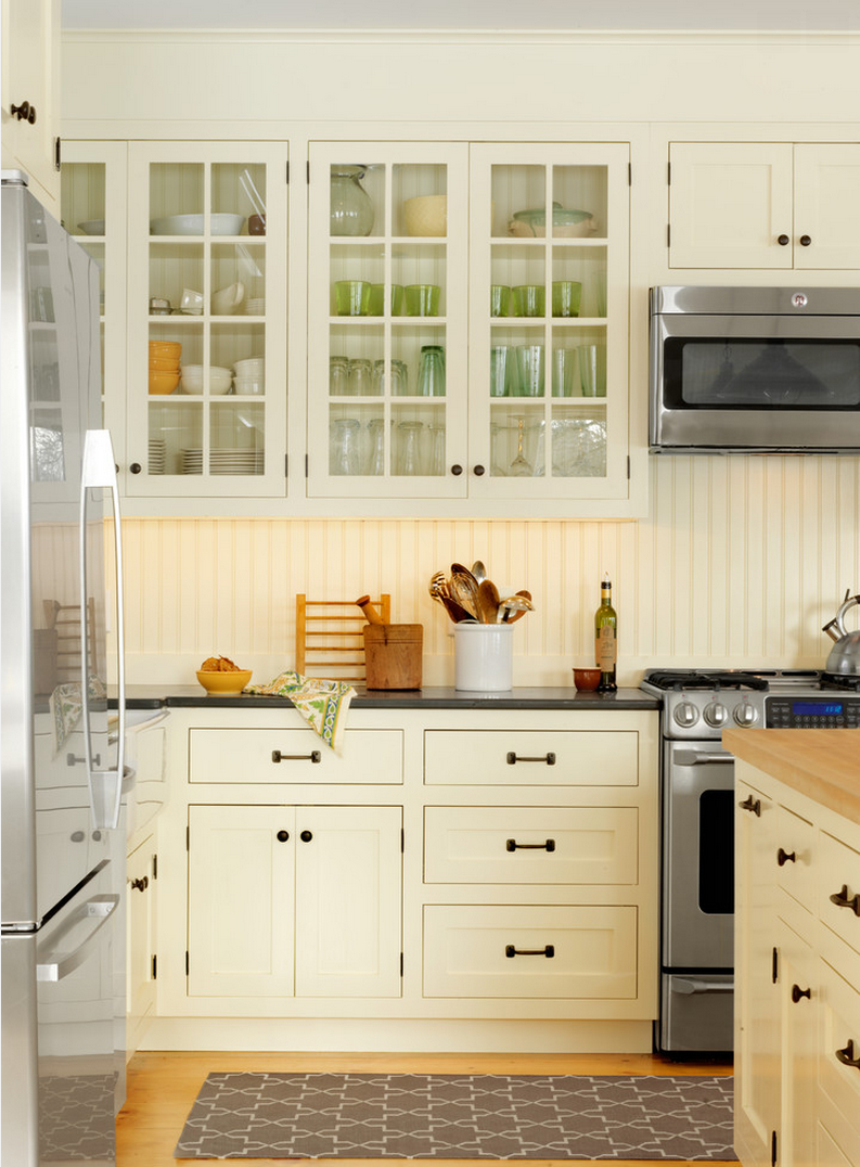 A beadboard backsplash white